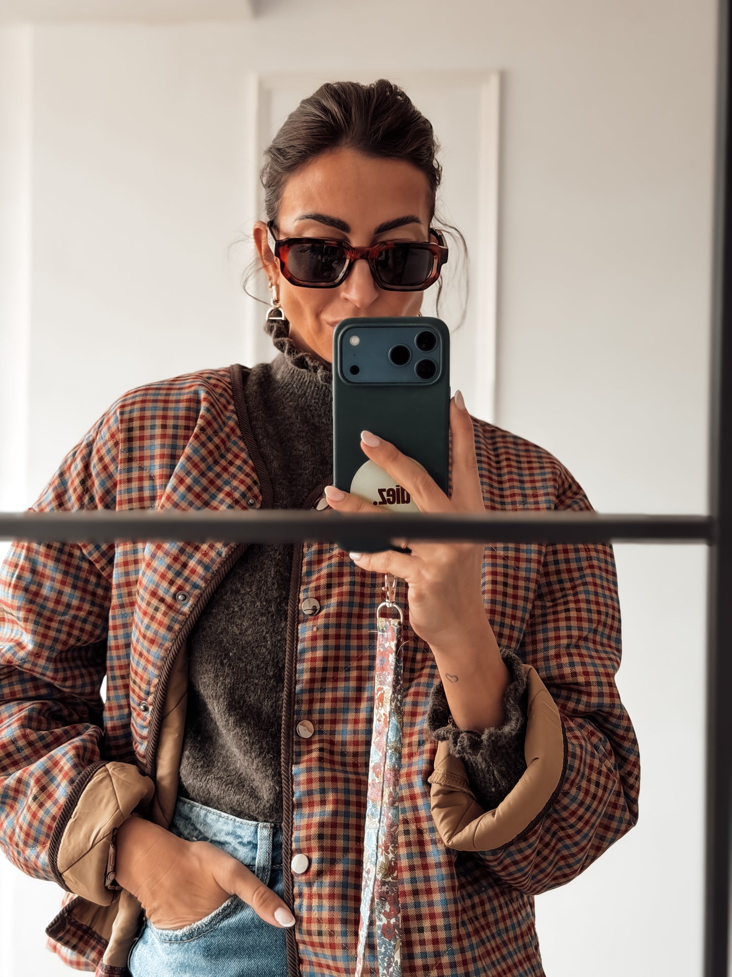 Chaqueta acolchada vichy