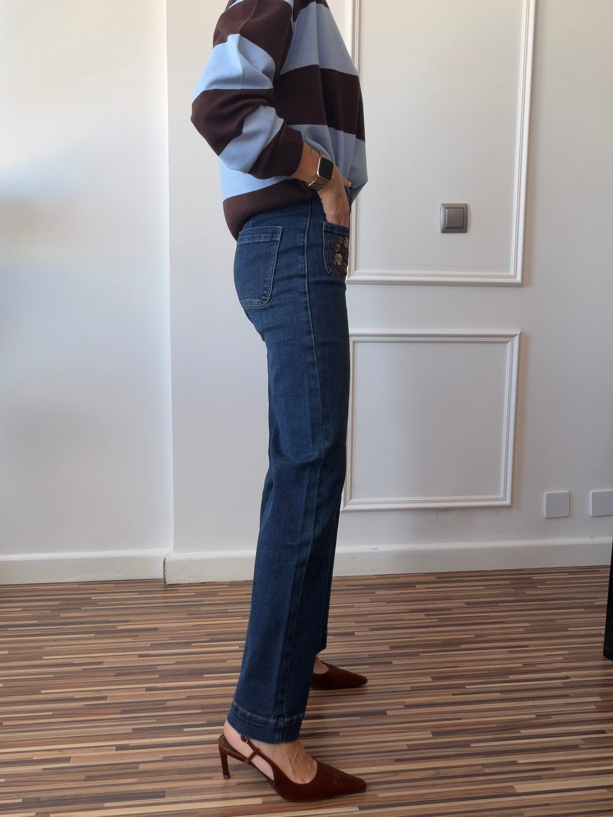 Denim bordado Ébano