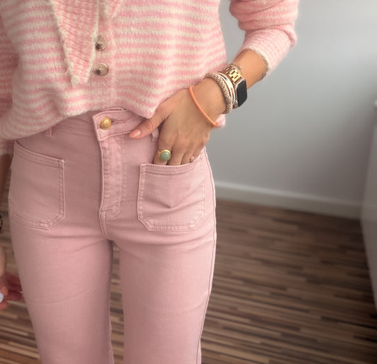 Pantalón flare rosé