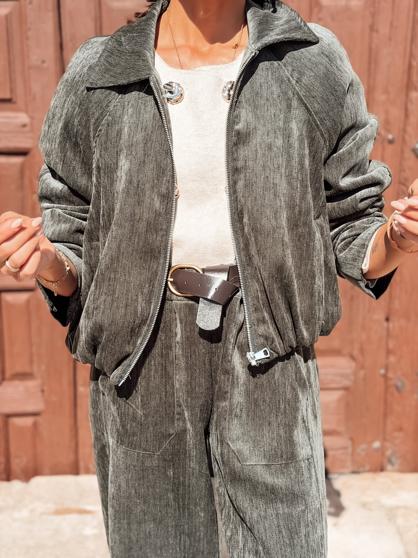 Conjunto terciopelo Musgo