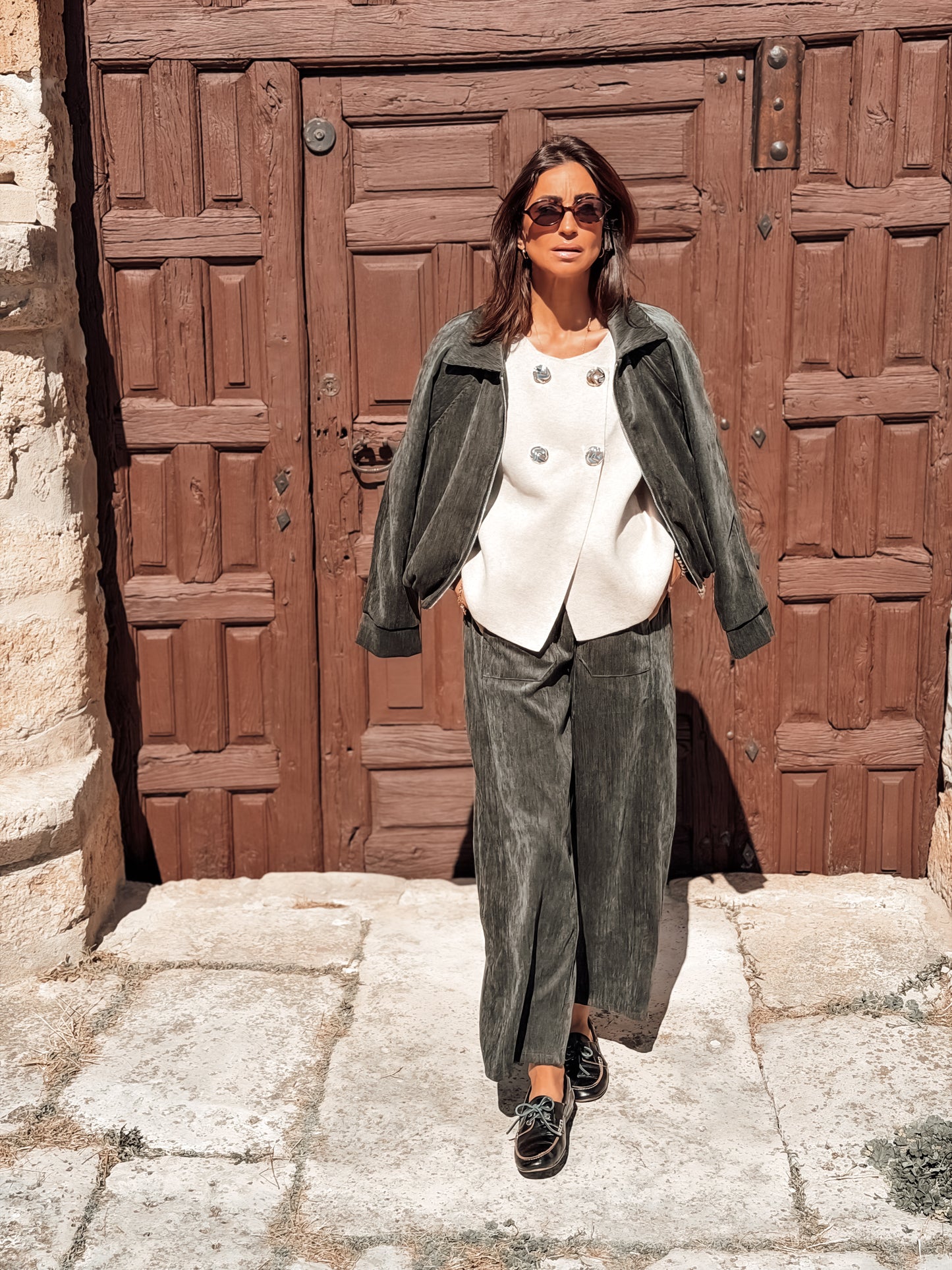 Conjunto terciopelo Musgo