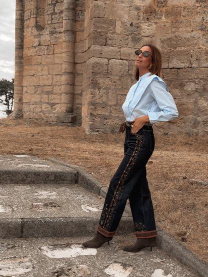 Denim bordado FLEUR