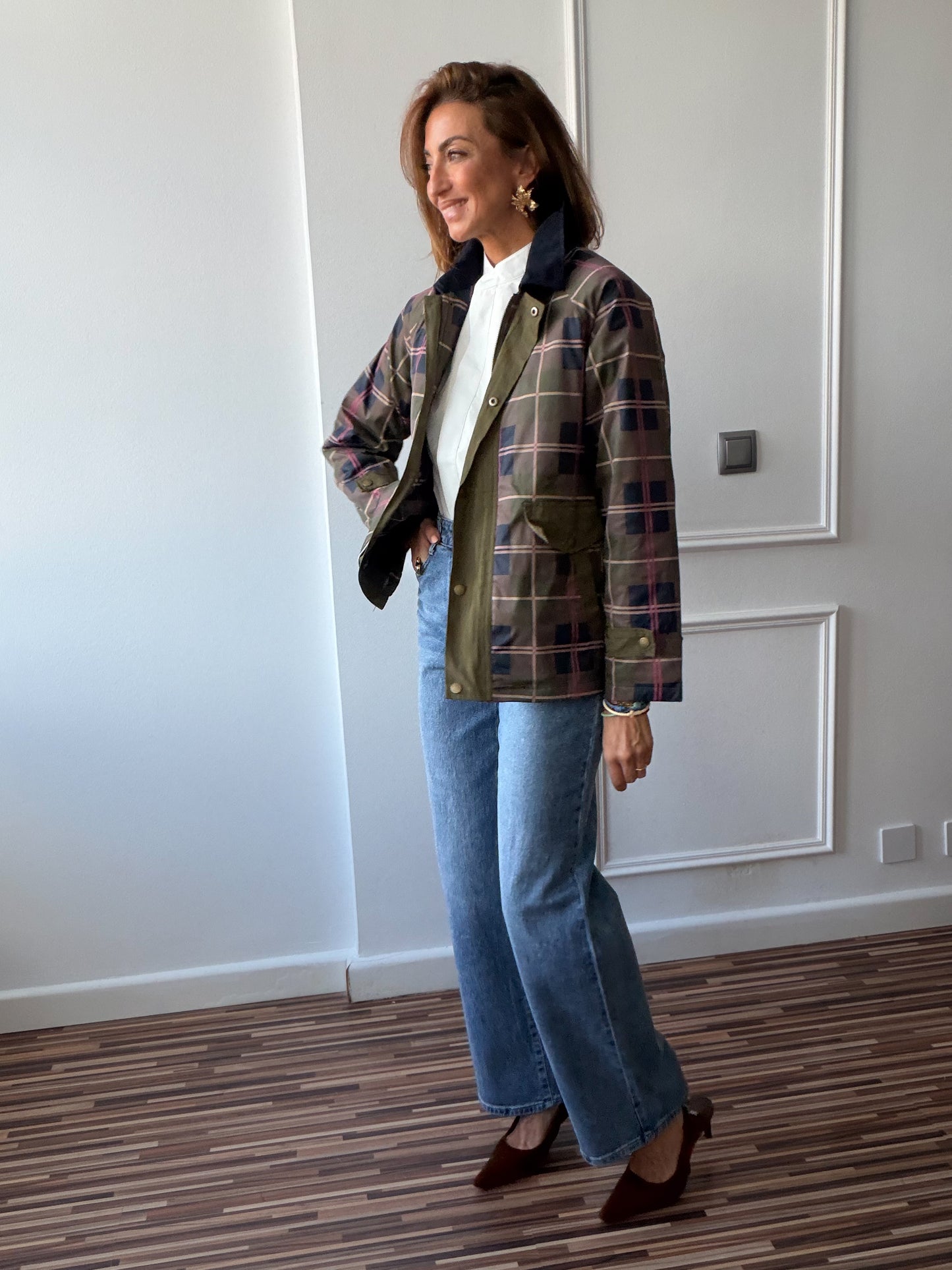 Trench tartán Oxford