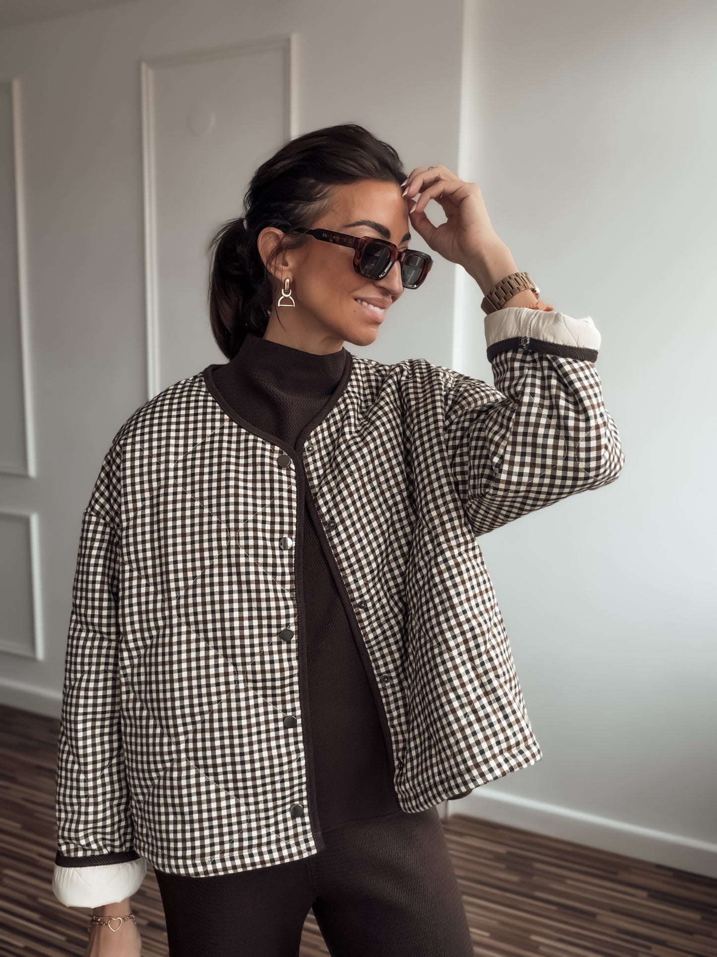 Chaqueta acolchada vichy