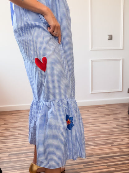 Vestido Vichy fleur