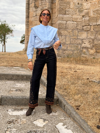 Denim bordado FLEUR