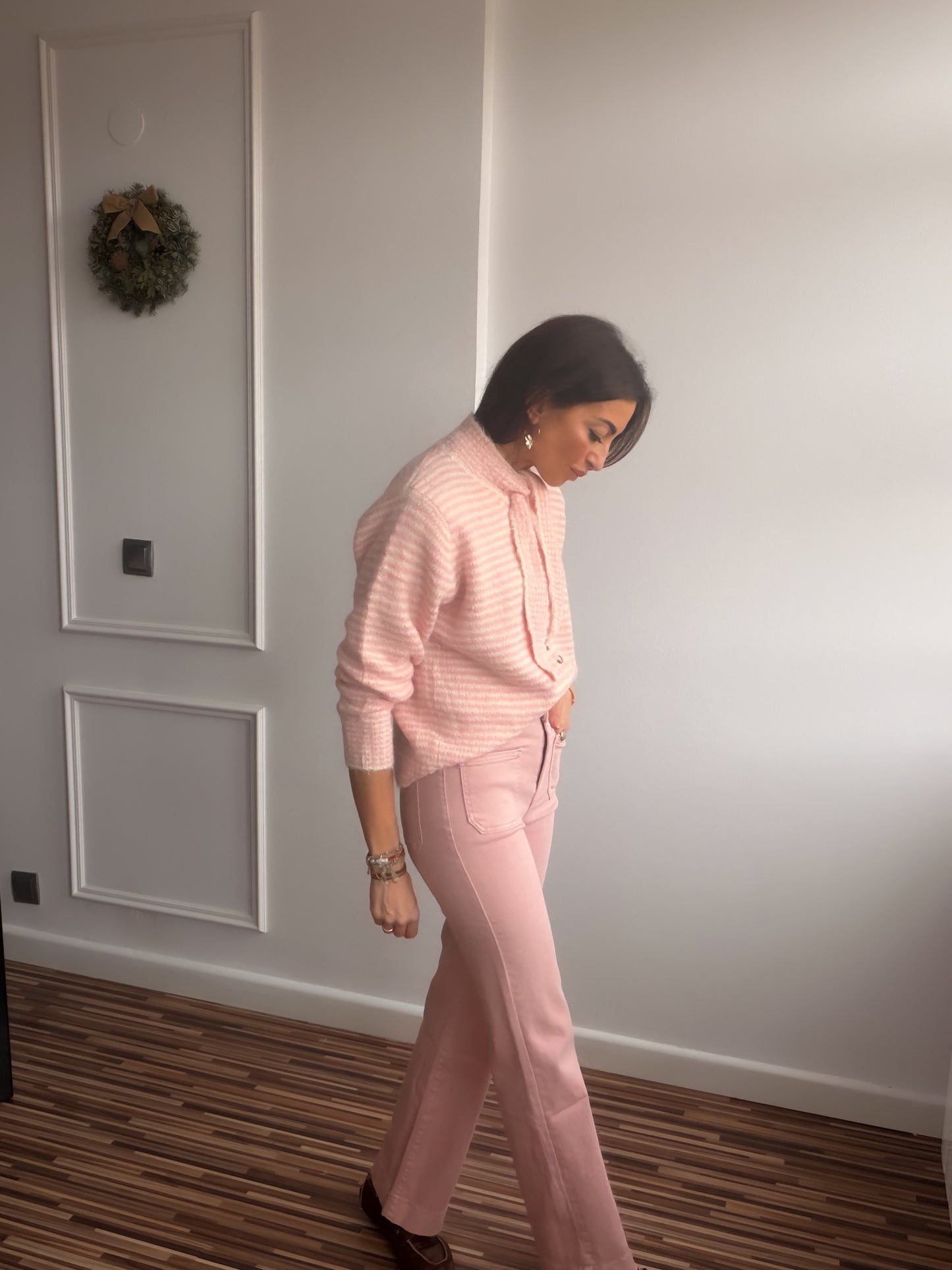 Pantalón flare rosé