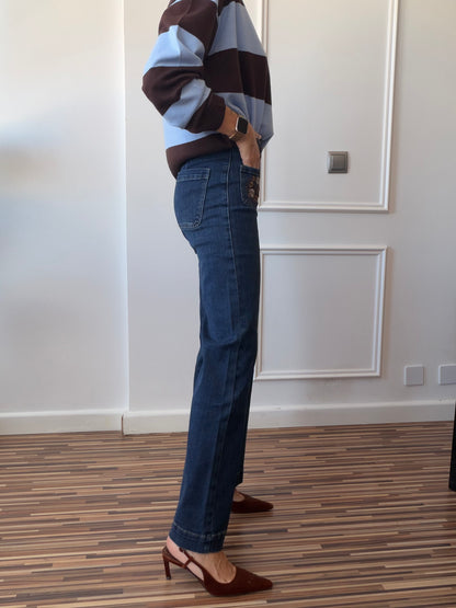 Denim bordado Ébano