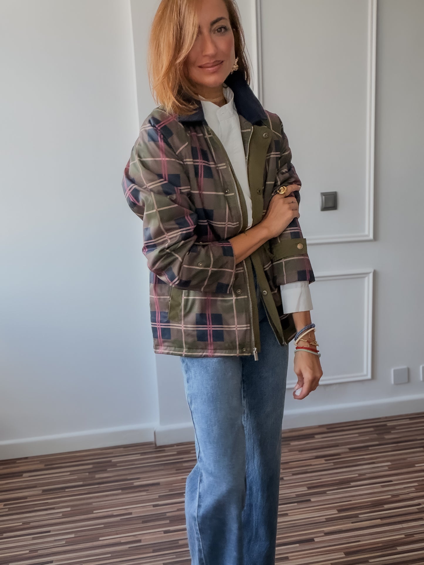 Trench tartán Oxford