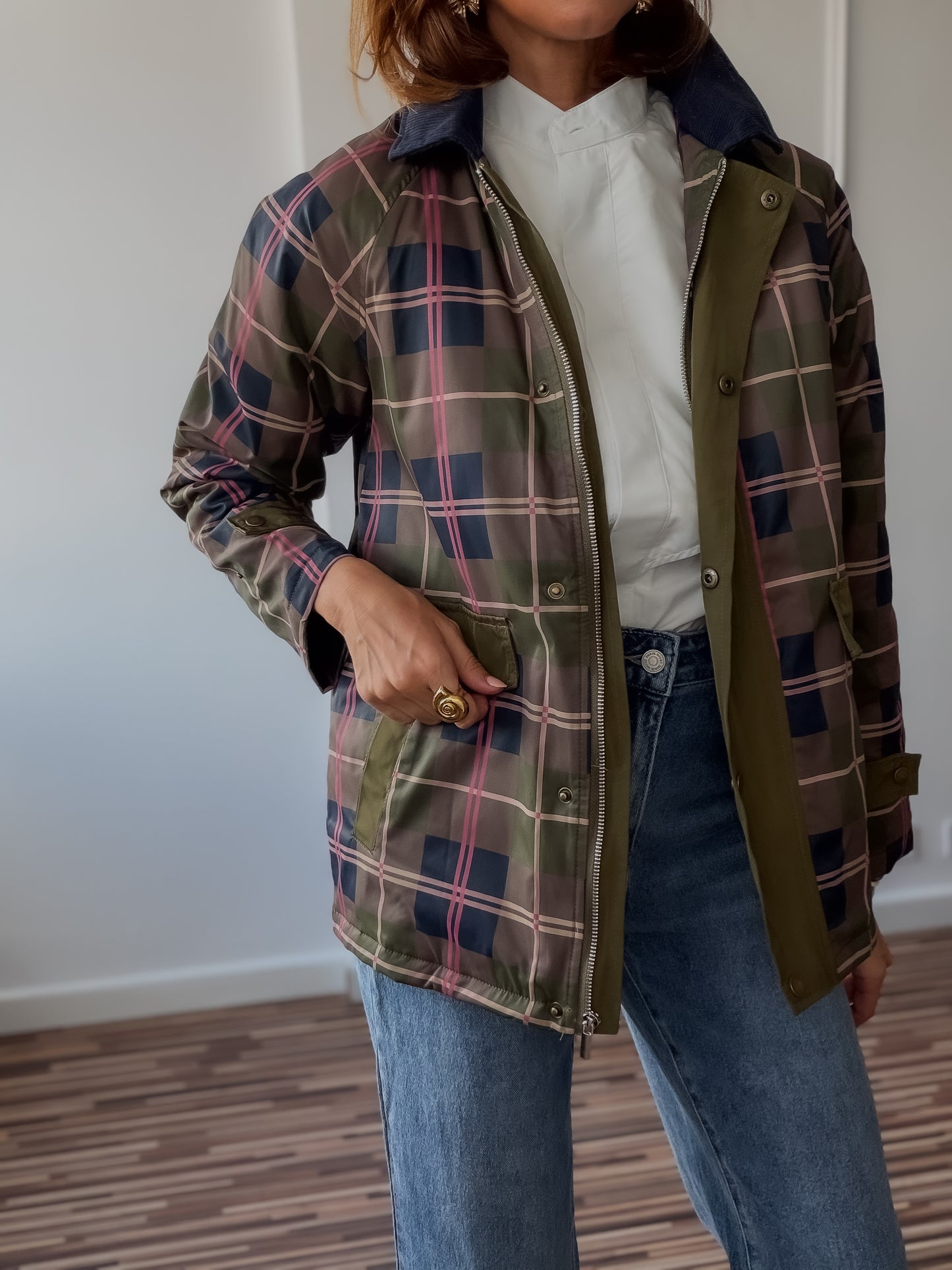 Trench tartán Oxford