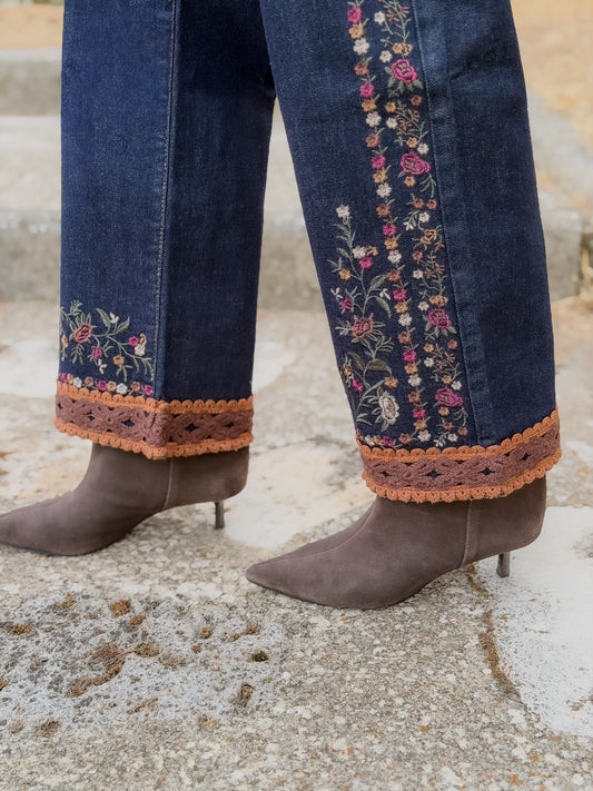 Denim bordado FLEUR