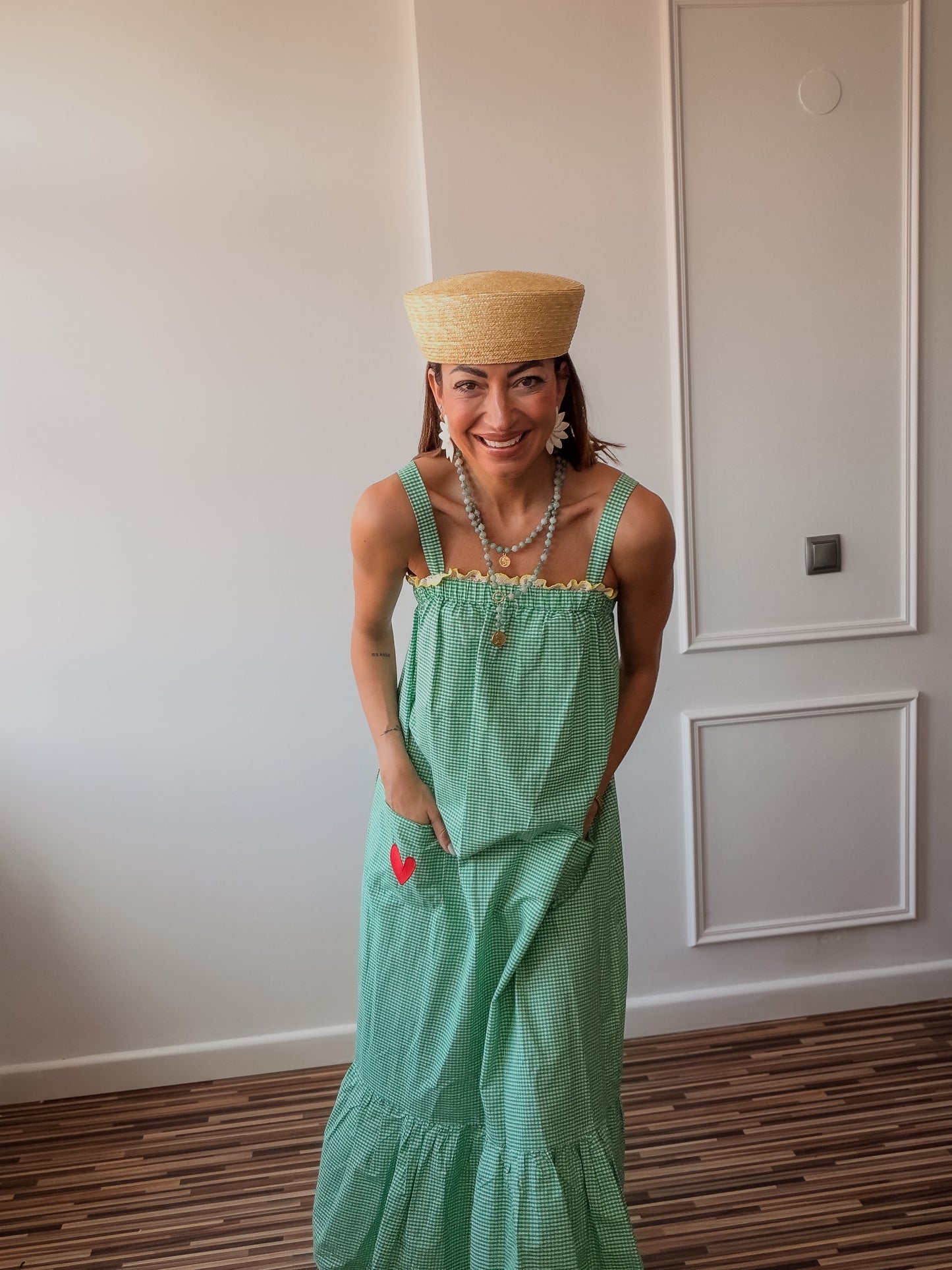 Vestido Vichy fleur