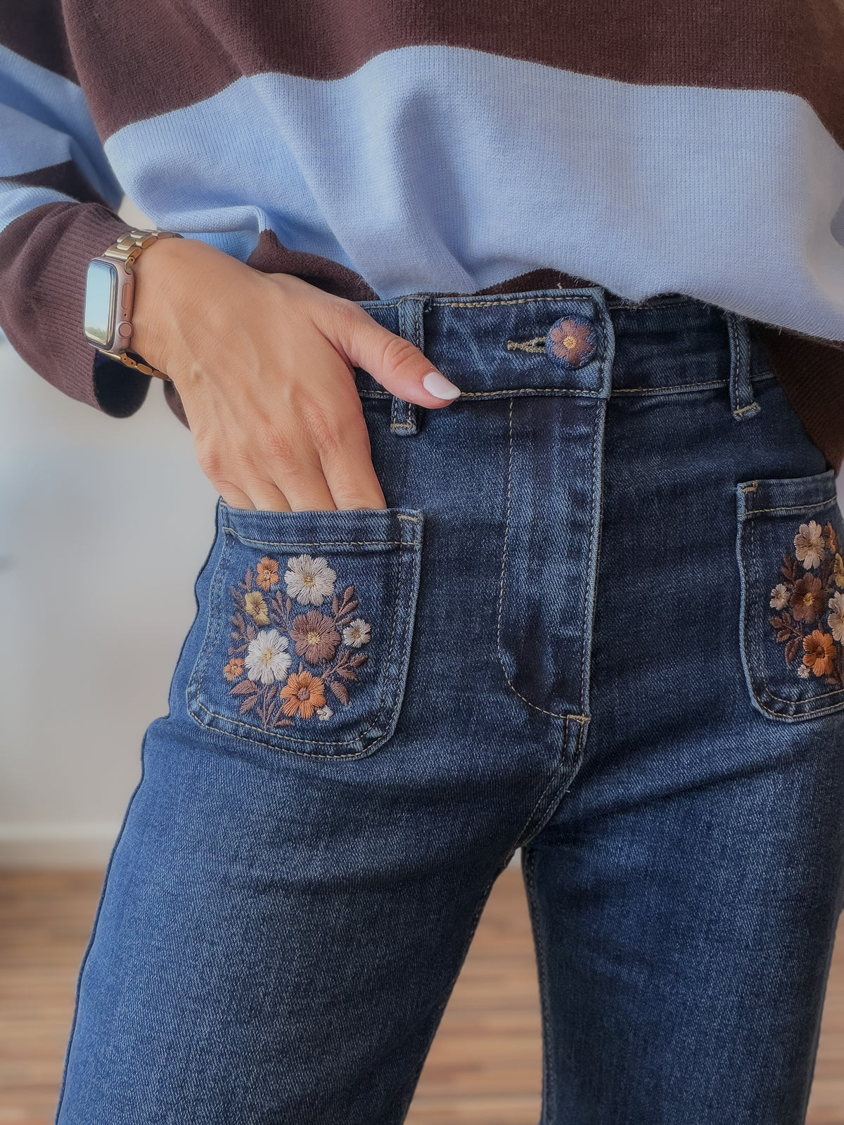 Denim bordado Ébano
