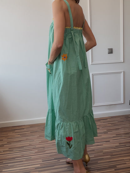 Vestido Vichy fleur