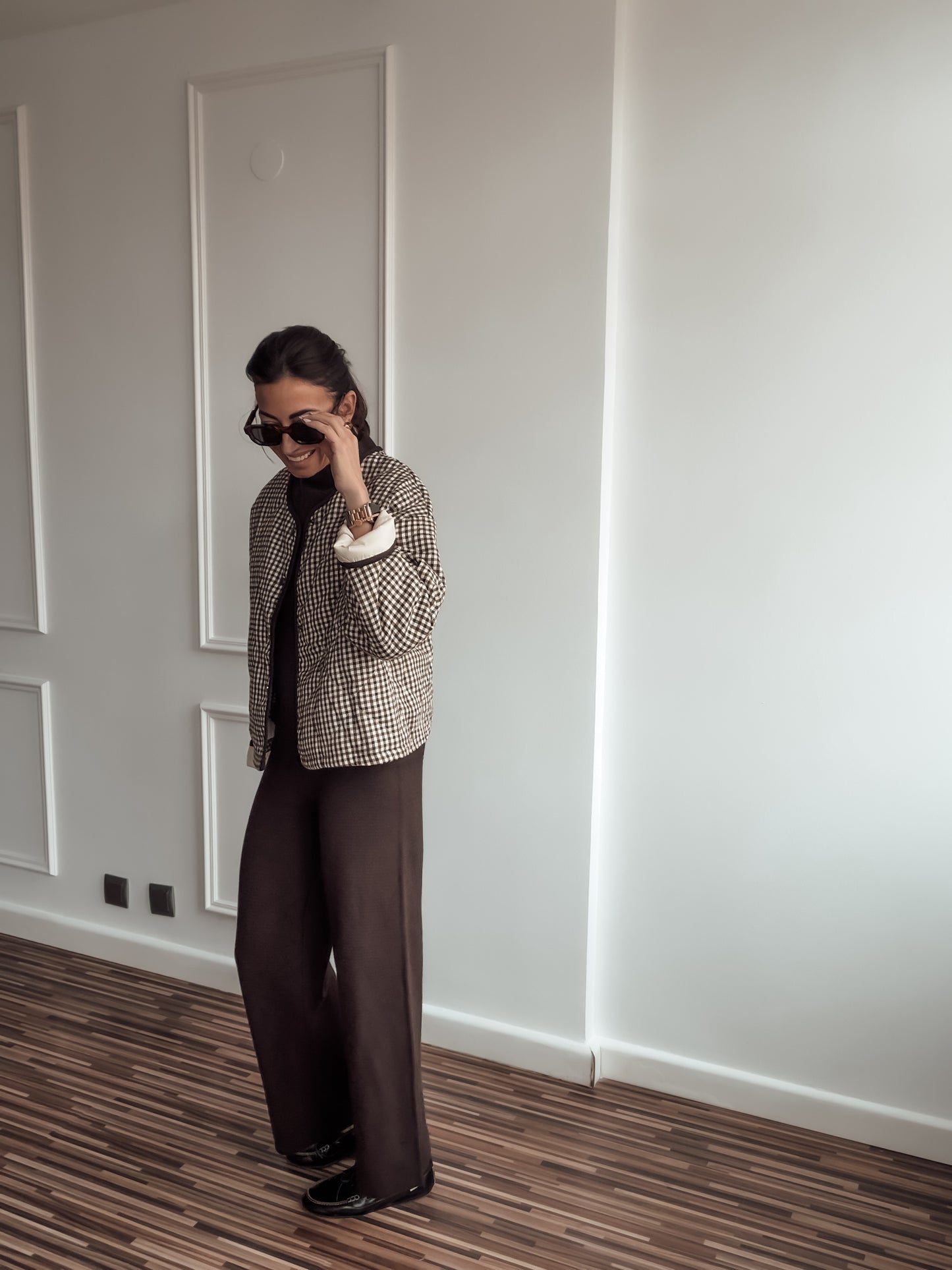 Chaqueta acolchada vichy